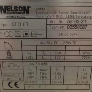 Máquina de Solda Pino Capacitiva Nelson NCD 67 - Imagem 6